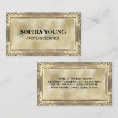 Gouden bloemenframe | Gouden folie glans Visitekaartje (Voorkant / Achterkant)