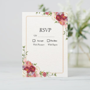Gouden bloemenframe met mooie bloemen RSVP Kaartje