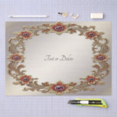 Gouden bloemenframe met rode stenen tissuepapier (Craft)