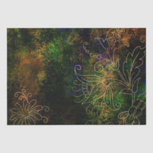 Gouden Bloemengrunge Damast Tissuepapier