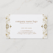 Gouden bloemenkant op wit visitekaartje (Achterkant)