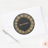 Gouden Bloemenkrans Sjabloon Ronde Sticker (Envelop)