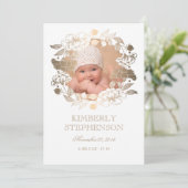 Gouden Bloemenkrans Zoete Pasgeboren Baby Foto Geb Aankondiging (Staand voorkant)