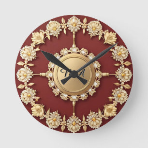 gouden bloemenontwerp ronde klok