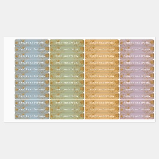 gouden bloemenpastel waterdichte naamlabels labels (Vel)