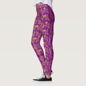  Gouden bloemenprint op paarse Leggings (Links)