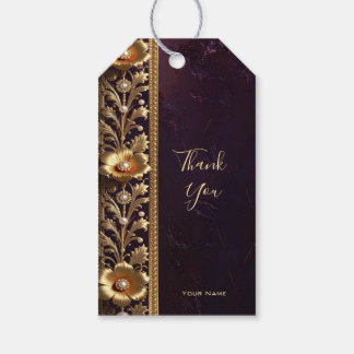 Gouden bloemensieraad met parels cadeaukaart cadeaulabel