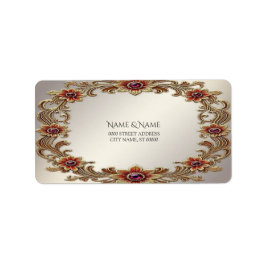 Gouden bloemframe retouradreslabel etiket