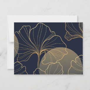 Gouden bloemige lijn art briefkaart