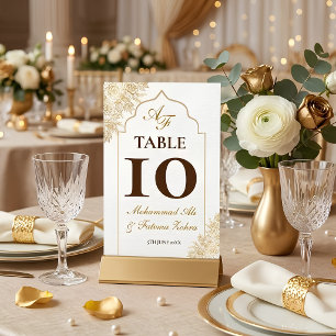 Gouden Bloemige Moskee Elegantie Moslim Tafelkaart Kaart