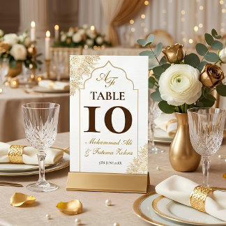 Gouden Bloemige Moskee Elegantie Moslim Tafelkaart Kaart