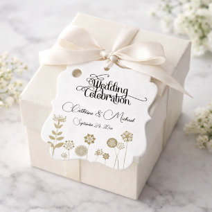 Gouden Bloemige Trouw Elegante Ivoor Klassieke Set Bedankjes Labels