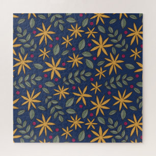 Gouden Bloemmotief Botanisch Ontwerp Legpuzzel