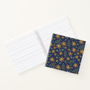 Gouden Bloemmotief Botanisch Ontwerp Notitieboek