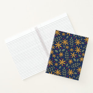 Gouden Bloemmotief Botanisch Ontwerp Notitieboek