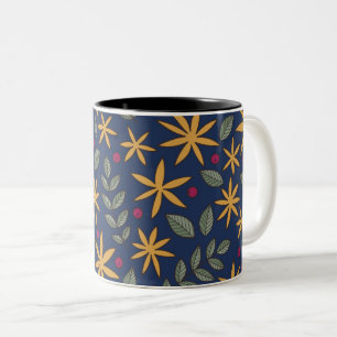 Gouden Bloemmotief Botanisch Ontwerp Tweekleurige Koffiemok