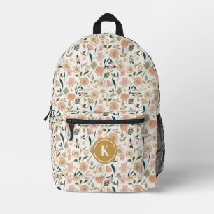 gouden bloemmotief ivoor monogram bedrukte rugzak