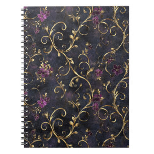 Gouden Bloemmotief met Vintage Charme Notitieboek