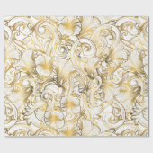 Gouden bloemontwerp cadeaupapier (Vlak)