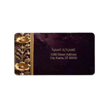 Gouden bloemornament met parels adreslabel
