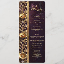 Gouden bloemornament met parels menu