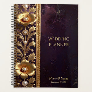 Gouden Bloemornament met Parels Planner