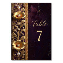 Gouden Bloemornament met Parels Tafelnummer