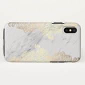 Gouden Bloempatroon en Marmer Case-Mate iPhone Case (Achterkant (horizontaal))