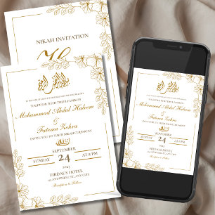 Gouden bloemrijke lijst Elegante witte papieren mo Kaart