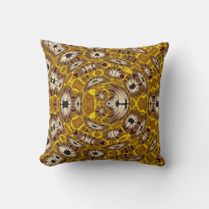 Gouden Bloemrijke Mandala Boho Patroon Kussen