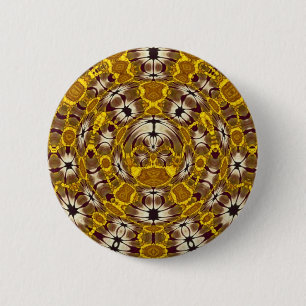 Gouden Bloemrijke Mandala Boho Patroon Ronde Button 5,7 Cm