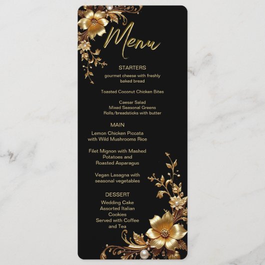 Gouden Bloemrijke Sierlijst Menu (Voorkant)