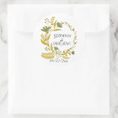 Gouden bloemstuk bruidegom & bruid Dank je Ronde Sticker (Tas)