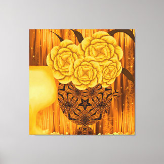 Gouden Bloemstuk Canvas Afdruk