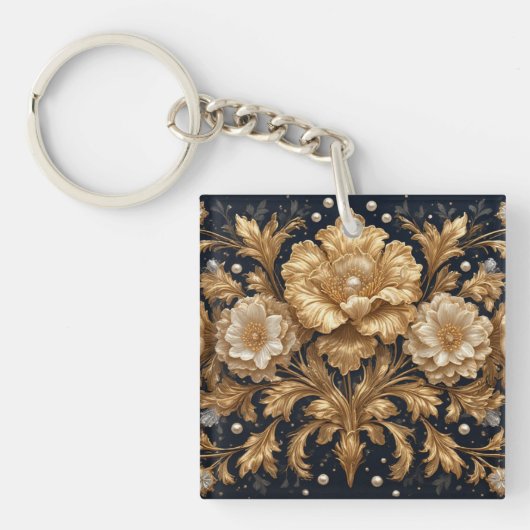 Gouden Bloemversiering Sleutelhanger (voorkant)
