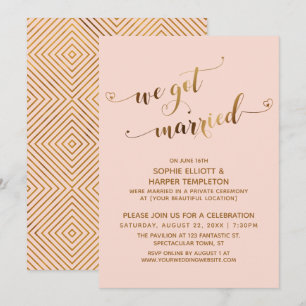 Gouden Blos We Got Married Feest na de Bruiloft Kaart