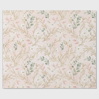 Gouden Blush Bloemen Bruiloft Wrap Cadeaupapier
