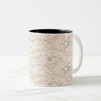 Gouden Blush Bloemen Bruiloftsmok Tweekleurige Koffiemok