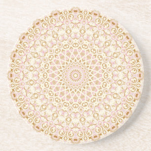 Gouden Blush Moderne Mandala Patroon Zandsteen Onderzetter