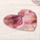 Gouden Blush Roze Bourgondiër Bloemachtige Bruilof Kartonnen Onderzetters (Gekanteld)