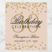 Gouden Blush Roze Glitter Confetti 30e Verjaardag Wijn Etiket (Enkel label)