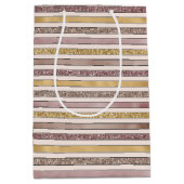 Gouden Blush Roze Glitter Glitzy Strepen Medium Cadeauzakje (Voorkant)