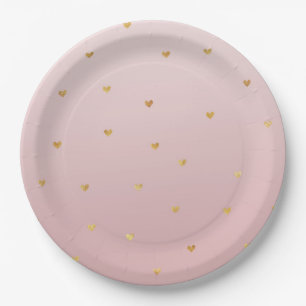 Gouden Blush Roze Ombre Harten Papieren Bordje