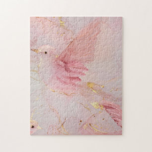 Gouden Blush Roze Vogels Baby Shower Legpuzzel