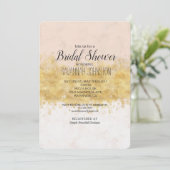 Gouden Blush Roze Waterverf Glam Kaart (Staand voorkant)