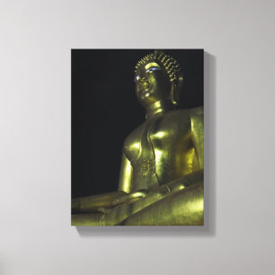 Gouden Boeddha bij nacht Canvas Afdruk