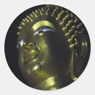 Gouden Boeddha bij nacht Ronde Sticker