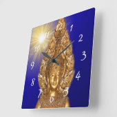 gouden boeddha in blue square wall klok (Hoek)