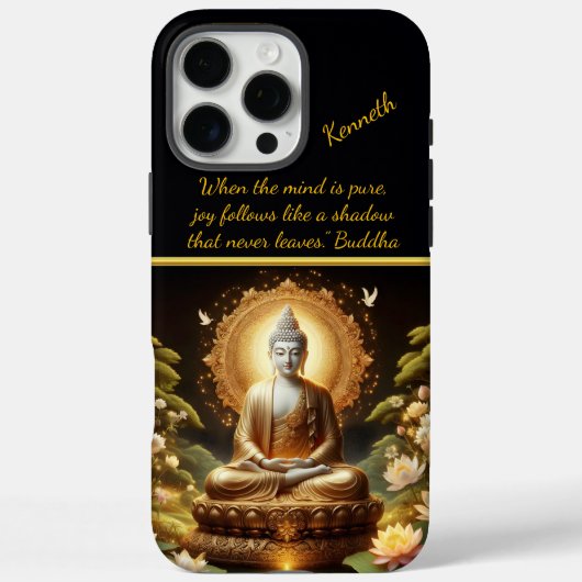 Gouden Boeddha in een rustige natuur Case-Mate iPhone Case (Achterkant)
