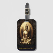Gouden Boeddha in meditatie Bagagelabel (Voorkant (verticaal))